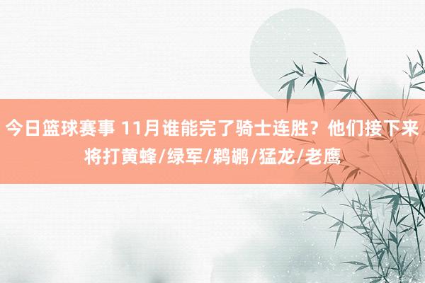 今日篮球赛事 11月谁能完了骑士连胜？他们接下来将打黄蜂/绿军/鹈鹕/猛龙/老鹰