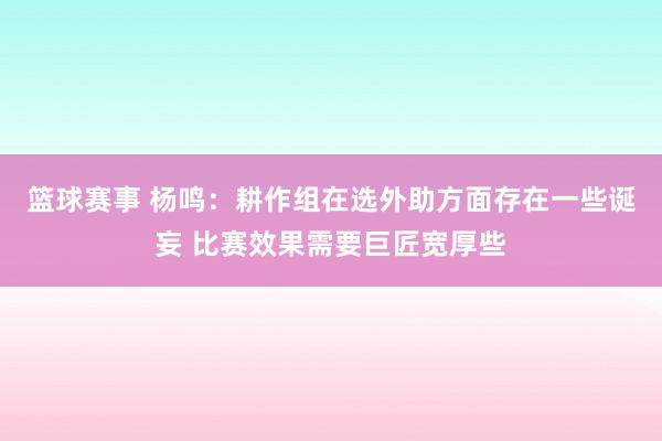 篮球赛事 杨鸣：耕作组在选外助方面存在一些诞妄 比赛效果需要巨匠宽厚些